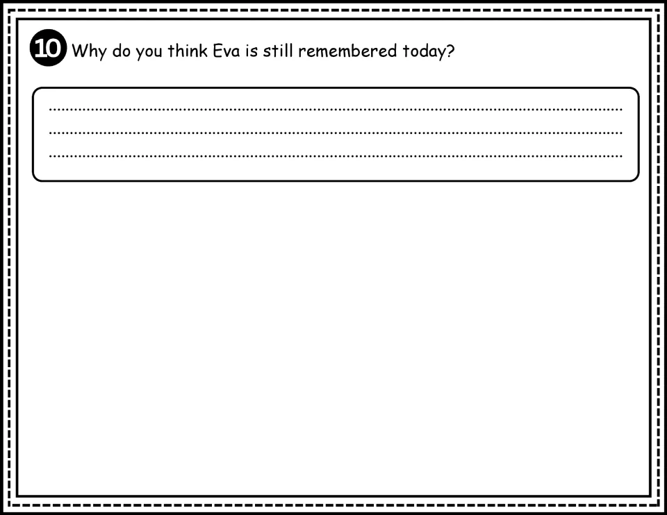 Question 10, opinion writing: students explain in their own words why Eva Perón is still remembered today