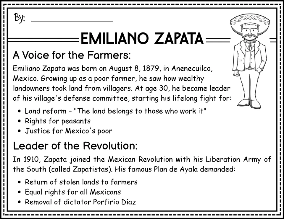 Alternate biography opening: Zapata's village leadership, fight for peasants, and demands of the Plan de Ayala
