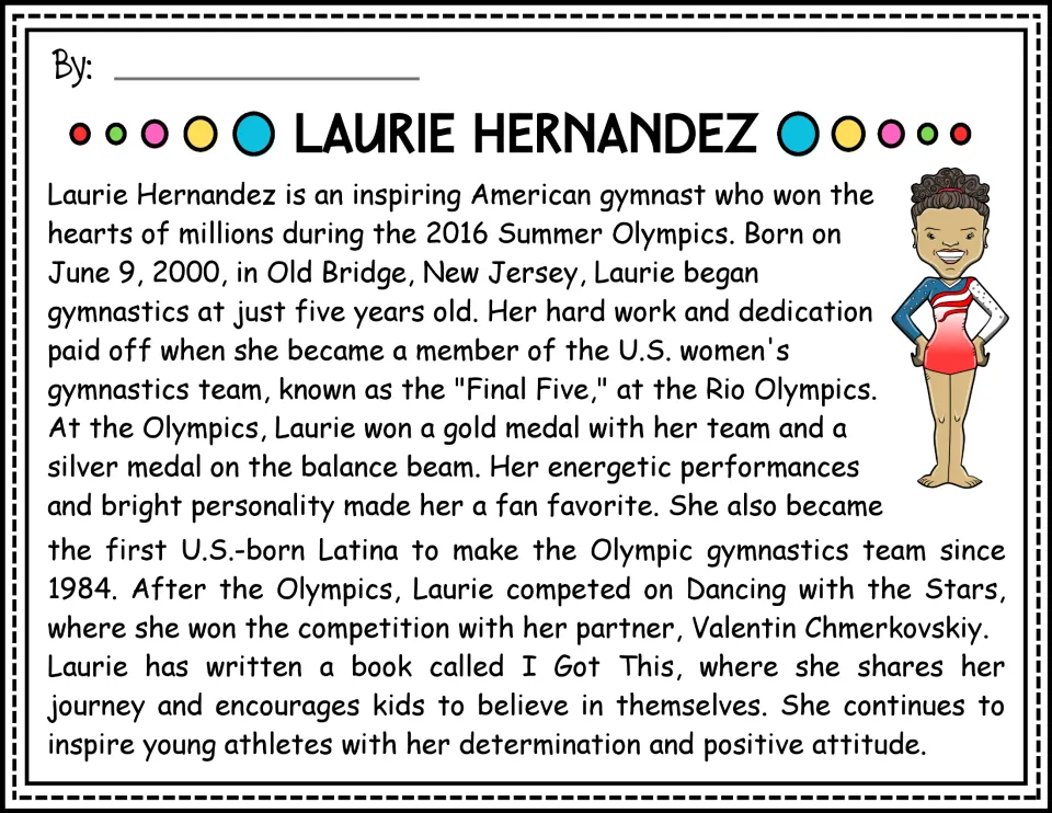 Laurie Hernandez biography, color version, covering her gymnastics career, Olympic medals, and book