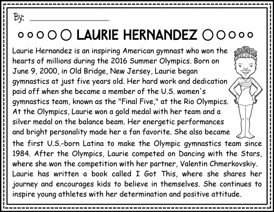 Laurie Hernandez biography, black-and-white version, covering her childhood and achievements in gymnastics