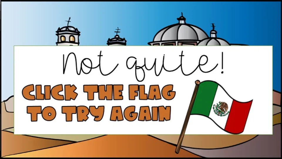 Retry slide for the passage activity says 'Not quite!' and directs students to click the flag to try again