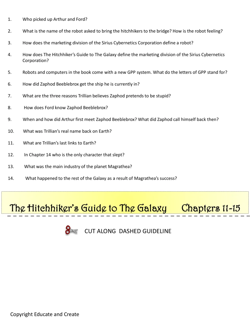 Chapters 11-15 flap: 14 questions on Marvin, the Sirius Cybernetics Corporation, Zaphod's past and Trillian's real name
