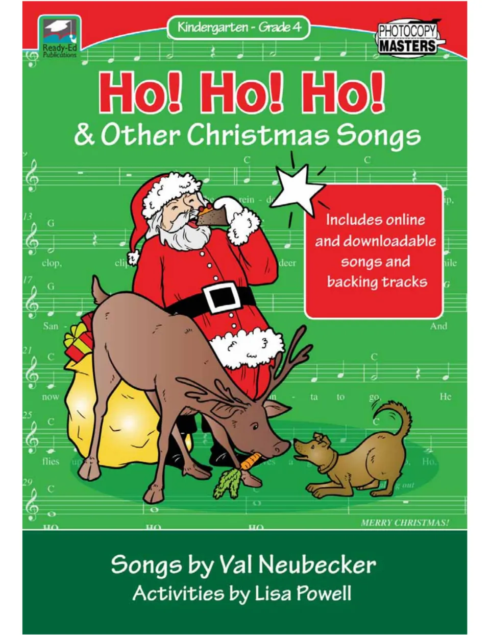 Cover of Ho! Ho! Ho! & Other Christmas Songs, with online songs and backing tracks; Santa, a reindeer and a dog