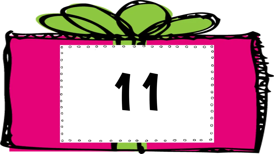 Number 11 card in the 1–20 holiday math set, for students to hop to when the number is called out.