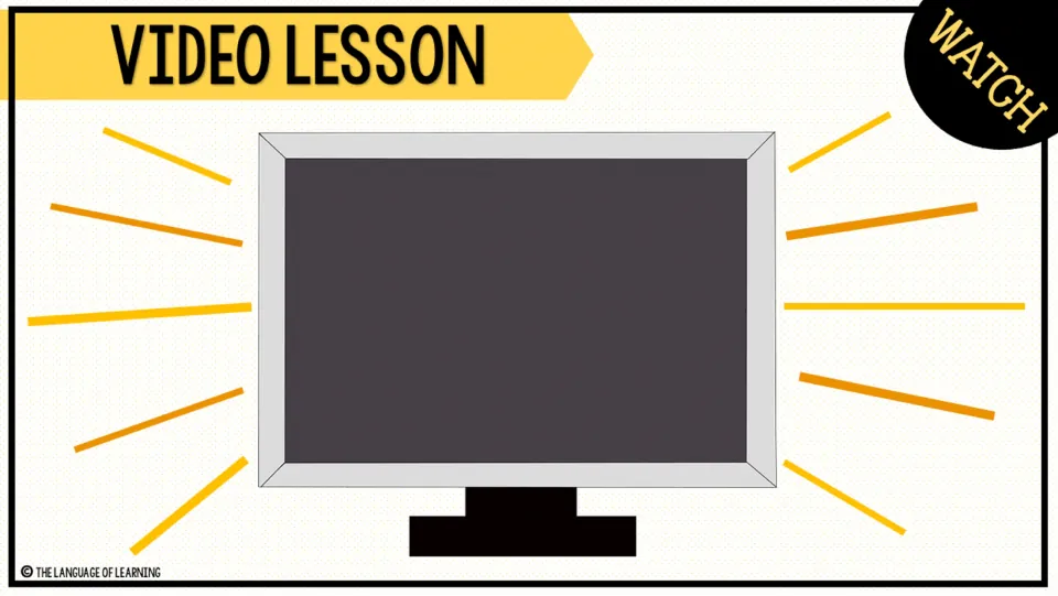 Video lesson slide for the homophones unit, labeled VIDEO LESSON and WATCH, with no video content visible