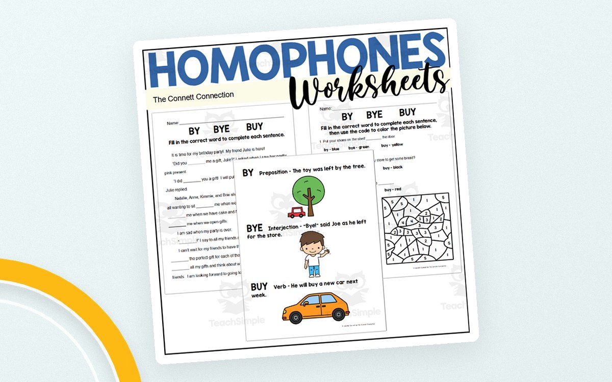 Homophones: Buy, By, Bye – Spelling Worksheet teaching resource preview