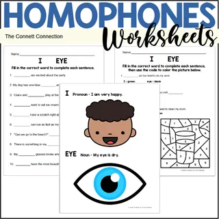 Homophones Worksheets: I Eye – cover