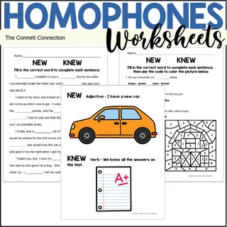 Knew vs New Homophones – Worksheet Pack – cover