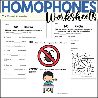 Homophones Worksheets: Know No – cover
