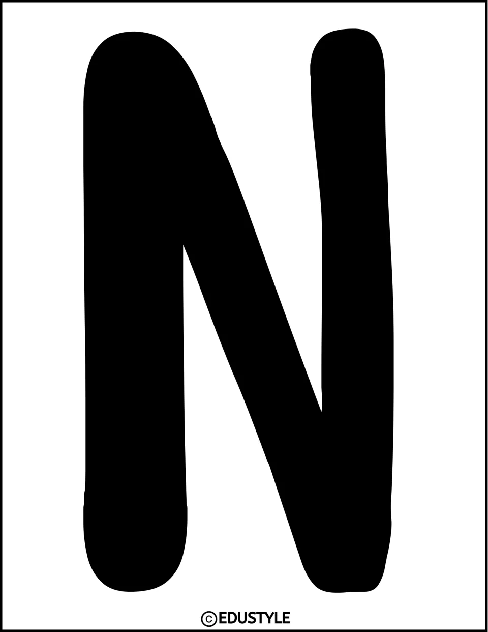 Bulletin board title letter N in solid black, part of the kit's 'Honoring Greatness!' display lettering