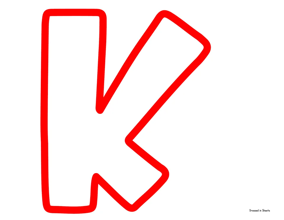 Letter K cut-out: big white K with a thick red outline, used in both HOOKED and BOOKS on the display