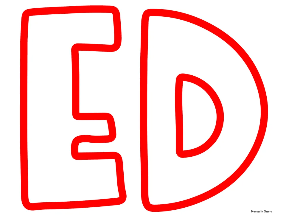 Letters E and D cut-outs printed together in red bubble outline to finish the word HOOKED