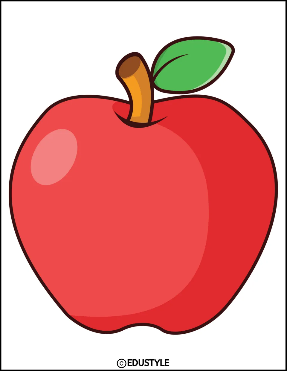 Large red apple cutout with a leaf pointing right, part of the back-to-school bulletin board and door decor kit