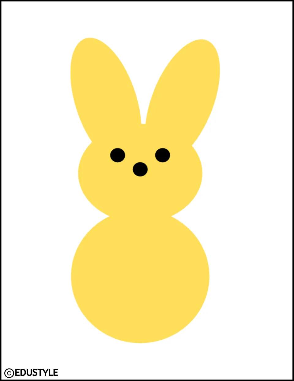 Yellow bunny cutout with black eyes and nose, a full-page decoration for spring and Easter classroom displays