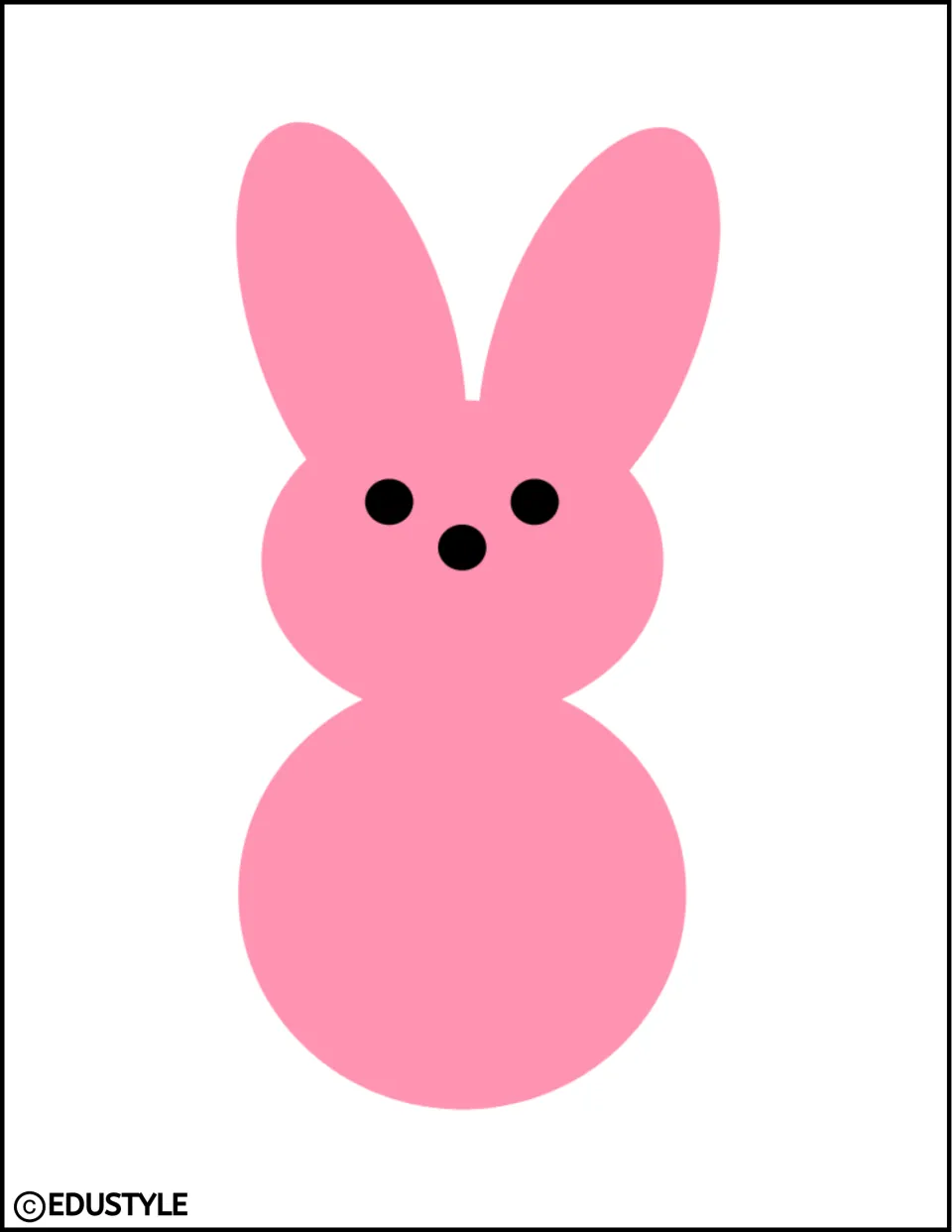 Pink bunny cutout with black eyes and nose, a full-page decoration for spring and Easter classroom displays