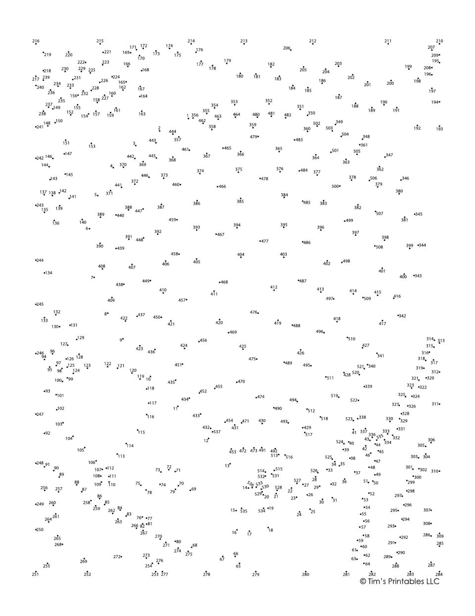 Hot air balloon dot-to-dot: students connect numbered dots from 1 to 537 in order to reveal a hidden picture