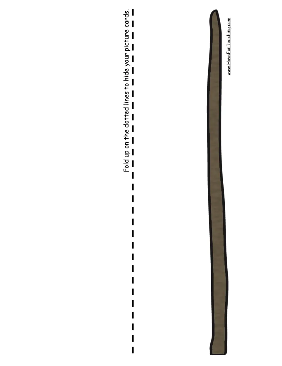 First roasting-stick sheet for the camping game, with directions to fold it up to hide picture cards