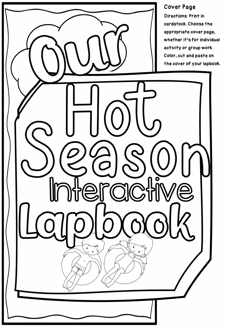 Group lapbook cover reads “Our Hot Season Interactive Lapbook,” with directions to color, cut, and paste.