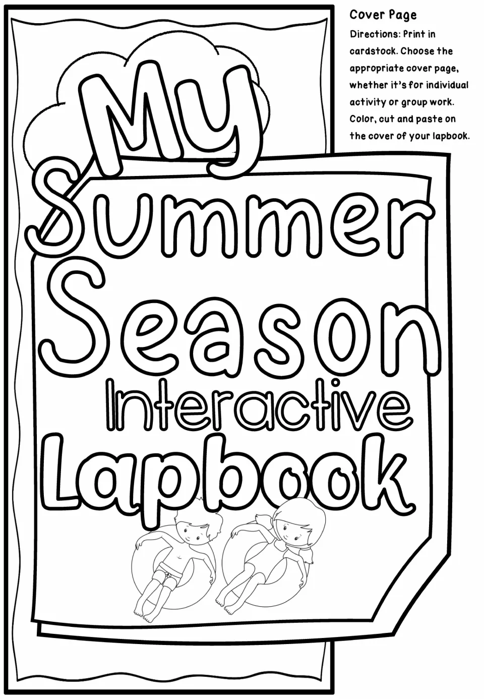 Individual lapbook cover reads “My Summer Season Interactive Lapbook,” with cardstock printing directions.