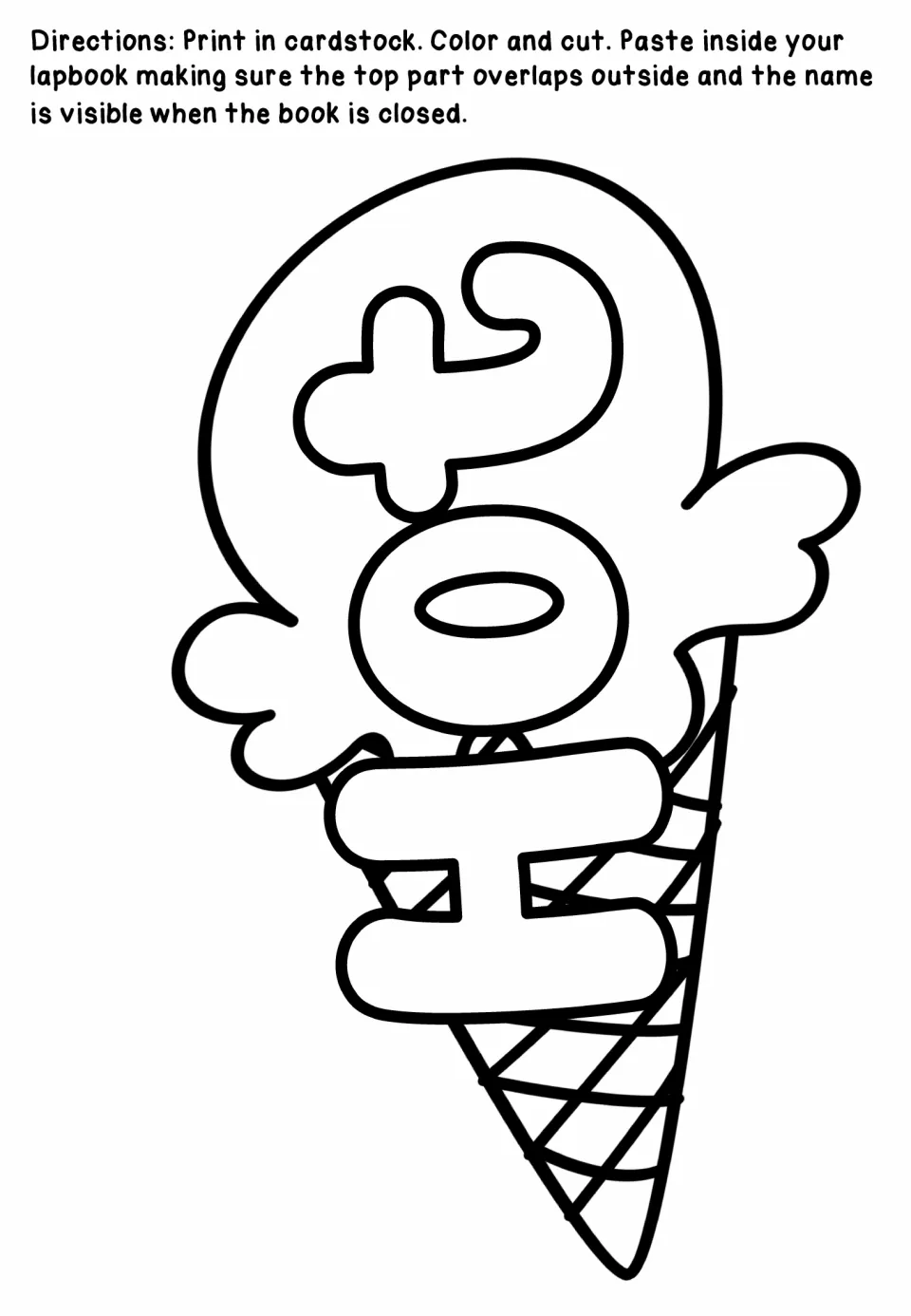 Hot-season lapbook title cutout reads “Hot” on an ice cream cone, with directions to color, cut, and paste.