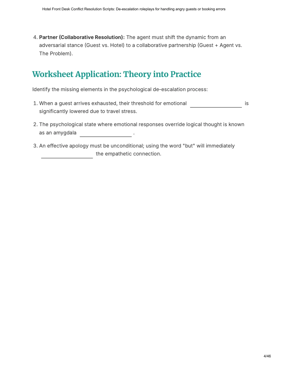 Chapter 1 concludes LEAP with partnership and three fill-in questions on emotional regulation and apologies.