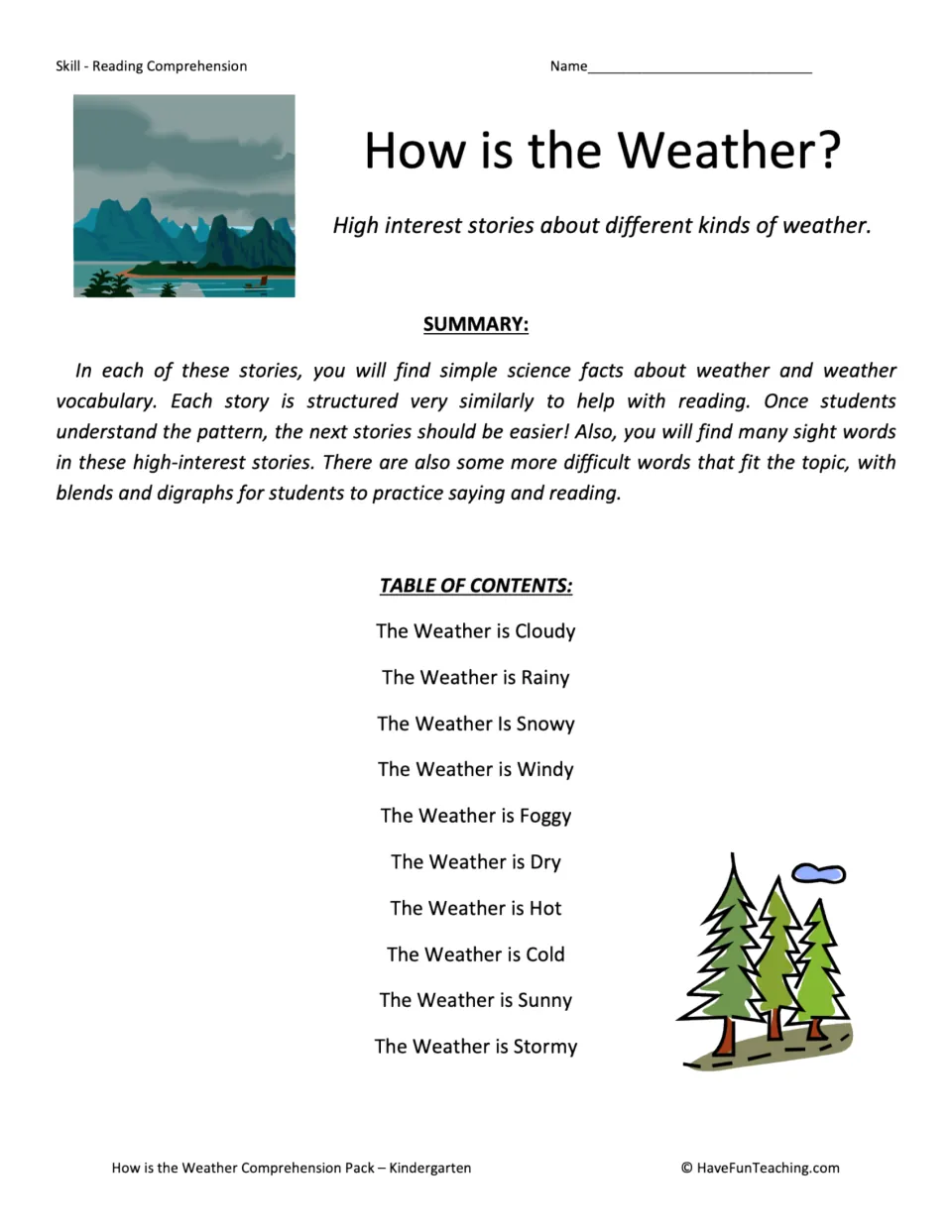 Weather reading collection introduction: a summary of reading features and a contents list of ten weather topics