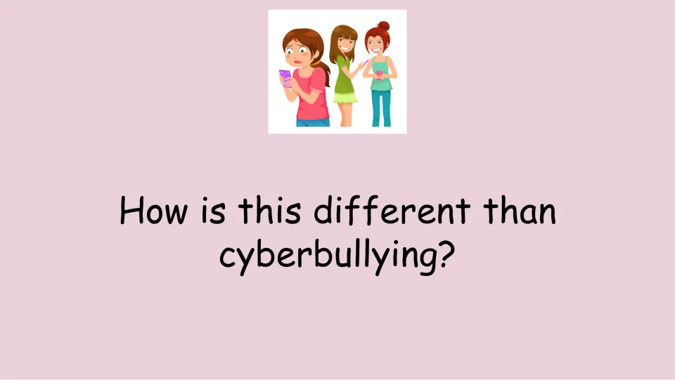 Comparison question slide asks how digital drama differs from cyberbullying before the lesson explains both
