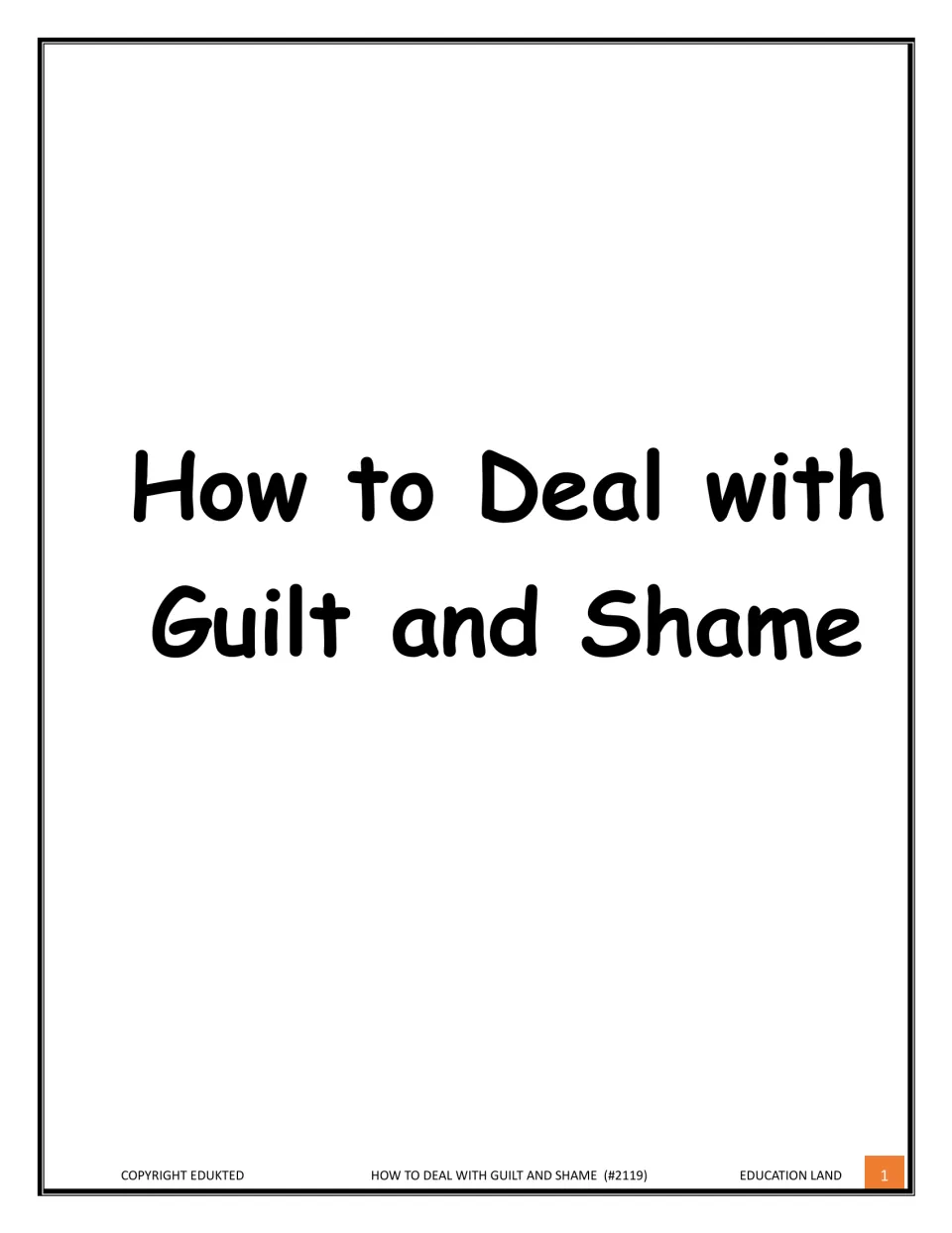 Cover page showing only the title How to Deal with Guilt and Shame in large black handwritten-style letters