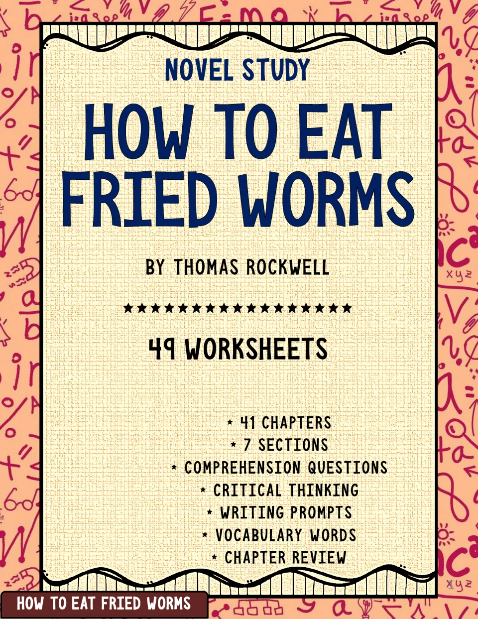 Novel study cover by Thomas Rockwell listing 49 worksheets: comprehension, critical thinking, writing prompts and vocabulary