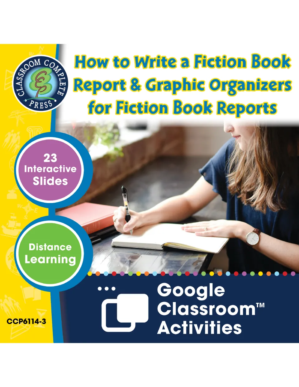 Fiction book report cover: 23 interactive slides offered as Google Classroom activities for distance learning