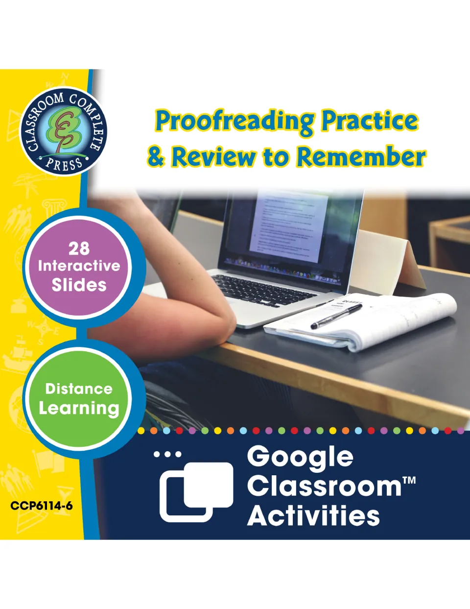 Proofreading Practice & Review to Remember cover: 28 interactive slides for distance learning as Google Classroom activities