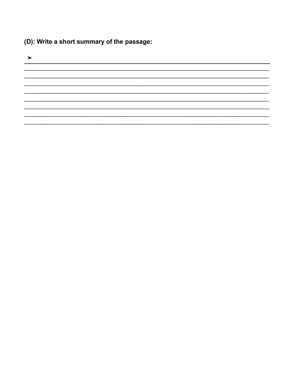 Contact lens reading summary task asks students to write a short summary of the passage in section D