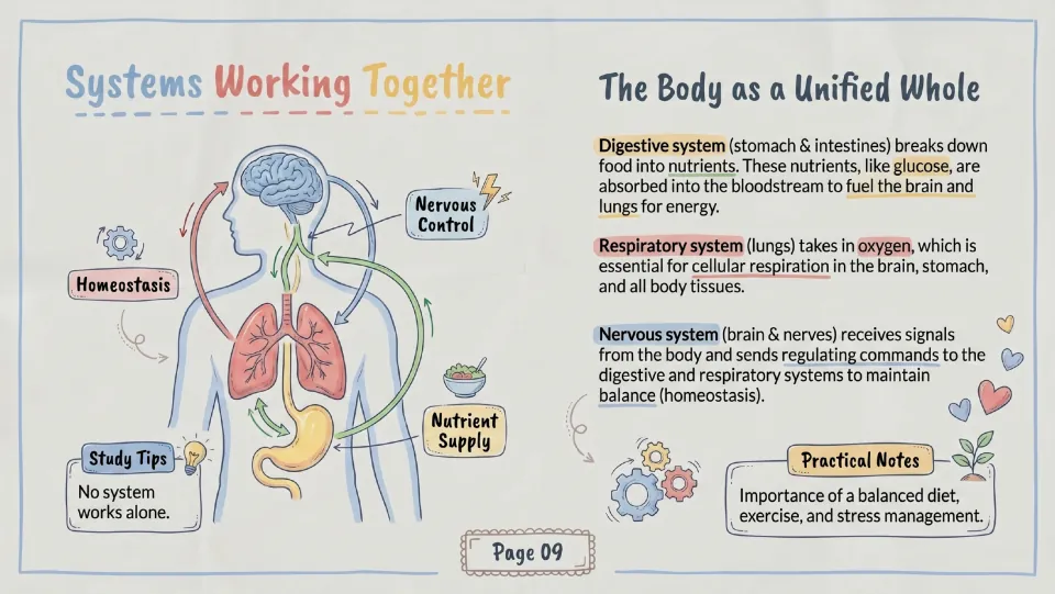 Systems working together: how the digestive, respiratory and nervous systems link to keep the body in balance