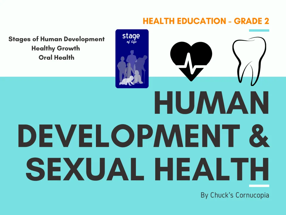 Grade 2 health cover introducing stages of human development, healthy growth, and oral health
