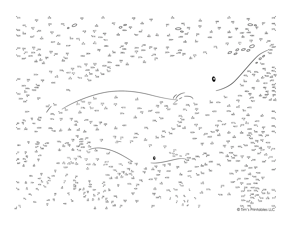Humpback whale dot-to-dot: students join over 600 numbered dots in counting order to reveal an adult whale, calf and seaweed