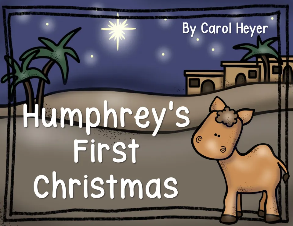 Reading packet cover titled Humphrey's First Christmas, with Carol Heyer's name and a camel near Bethlehem