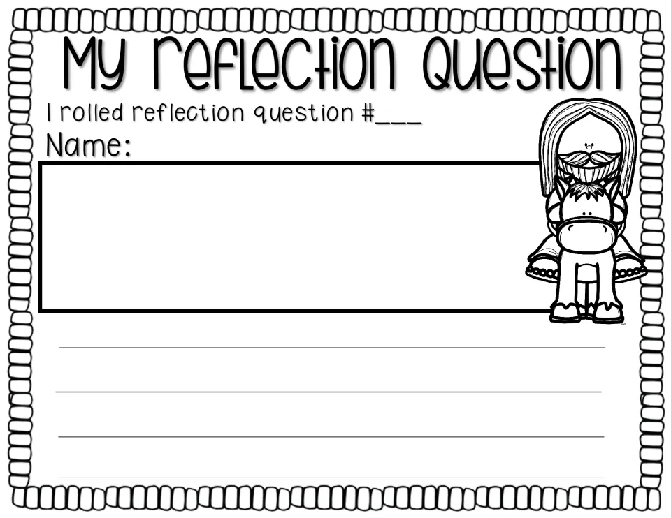 My Reflection Question response sheet lets students record the question number they rolled and their response