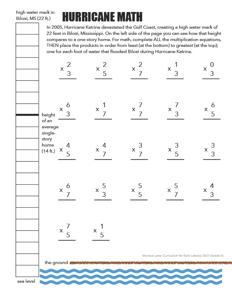 Hurricane Math Worksheet – cover