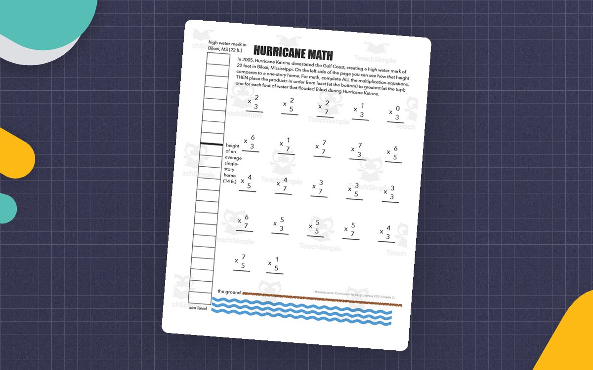 Hurricane Math Worksheet preview