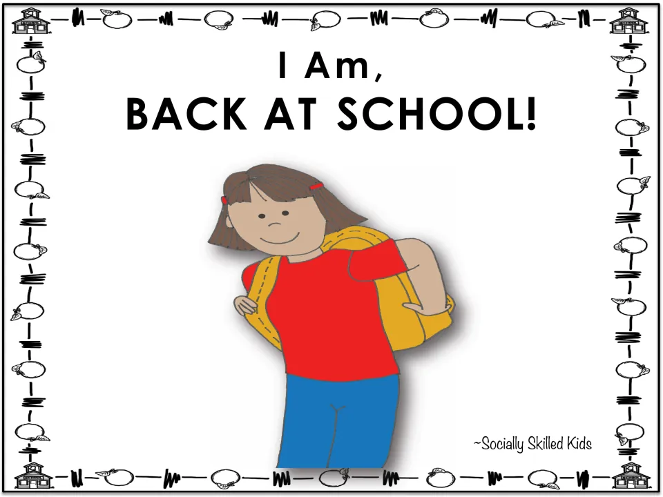 Back-to-school story cover option showing a smiling girl in a red shirt wearing a yellow backpack over her shoulder