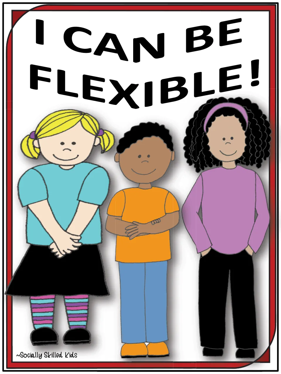 Cover of the I Can Be Flexible social skills resource, featuring three children beneath the title