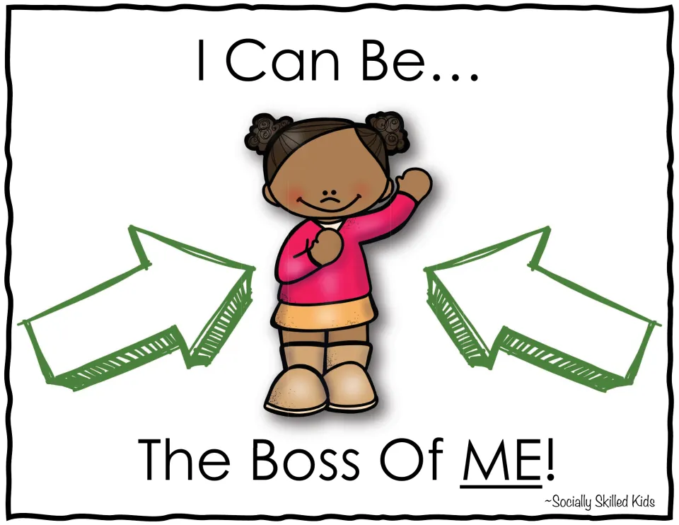 Social skills story cover: 'I Can Be... The Boss Of ME!' featuring a girl pointing to herself