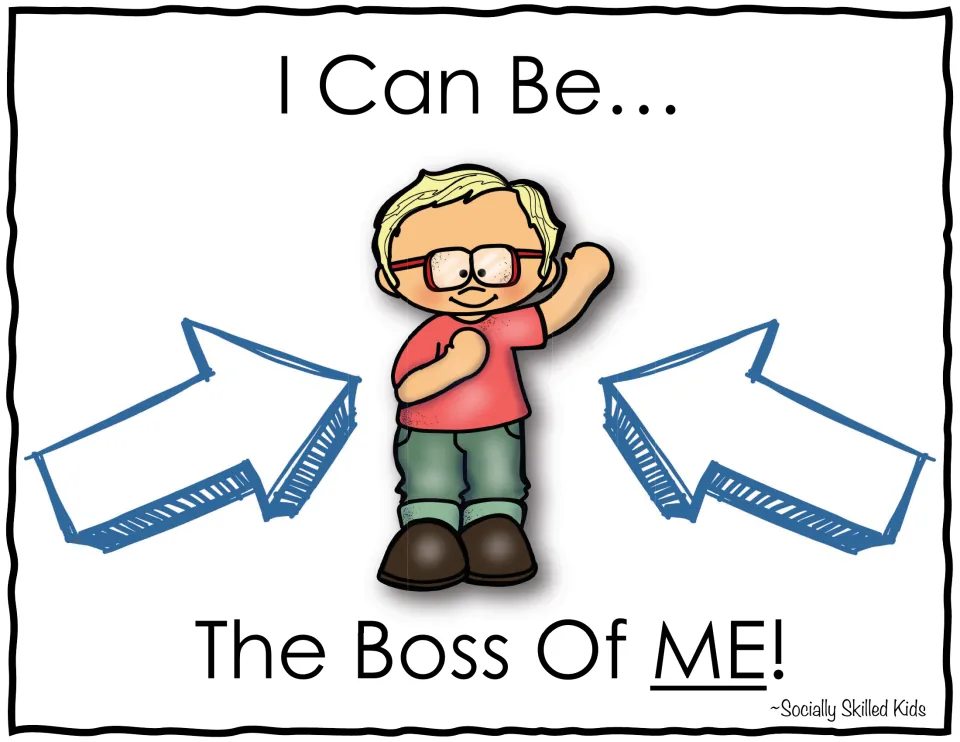 Alternate social skills story cover featuring a boy with glasses pointing to himself