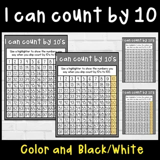 Skip Count by 10s – Hundreds Chart Worksheet – sample page 2