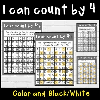 I can count by 4's to 100 or 120 – sample page 2