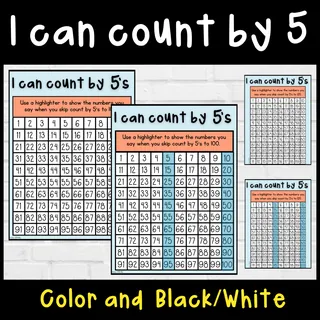 I can count by 5's to 100 and 120 on a hundreds chart – cover