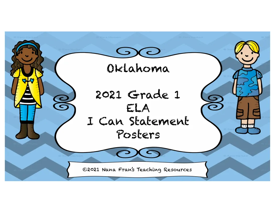 Cover of the Oklahoma 2021 Grade 1 ELA I Can Statement Posters set by Nana Fran's Teaching Resources
