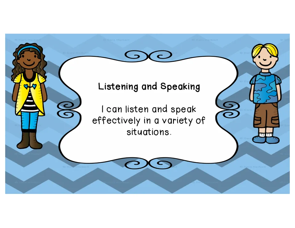 Listening and Speaking poster: I can listen and speak effectively in a variety of situations