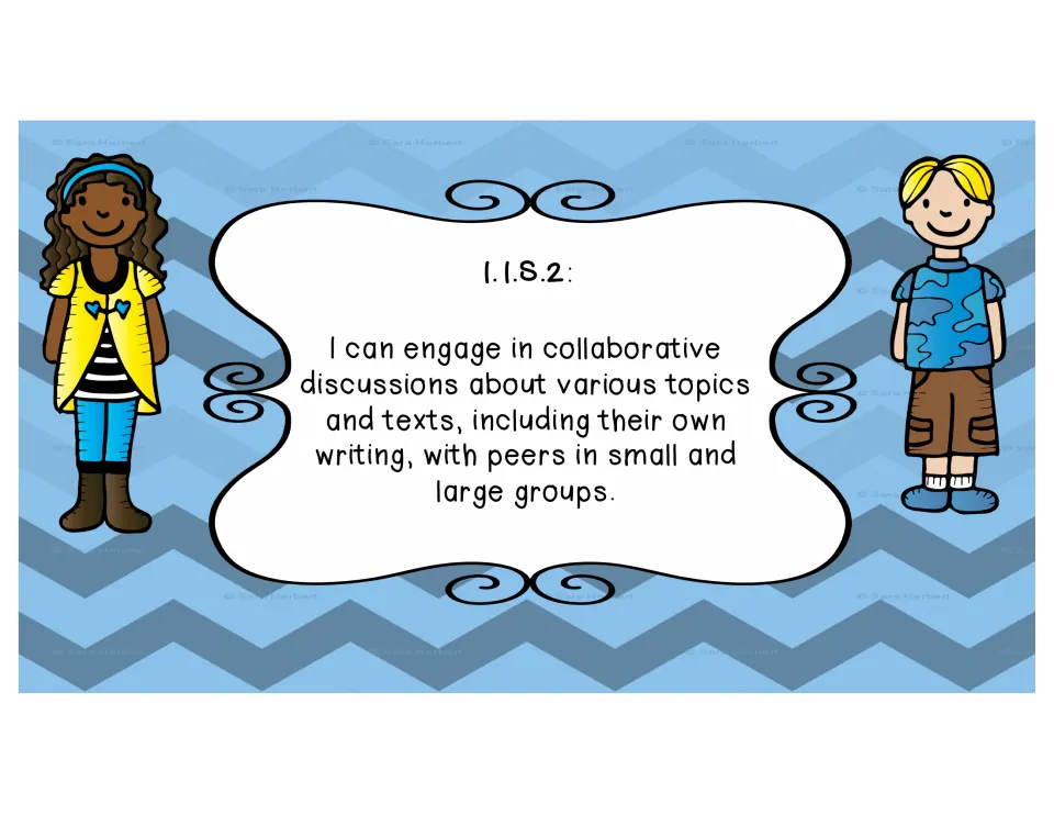 Poster 1.1.S.2: I can engage in collaborative discussions about topics and texts with peers in small and large groups