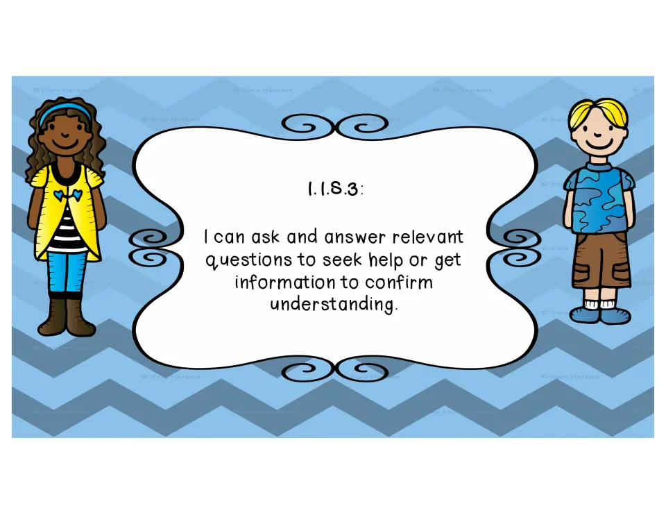 Poster 1.1.S.3: I can ask and answer relevant questions to seek help or get information to confirm understanding